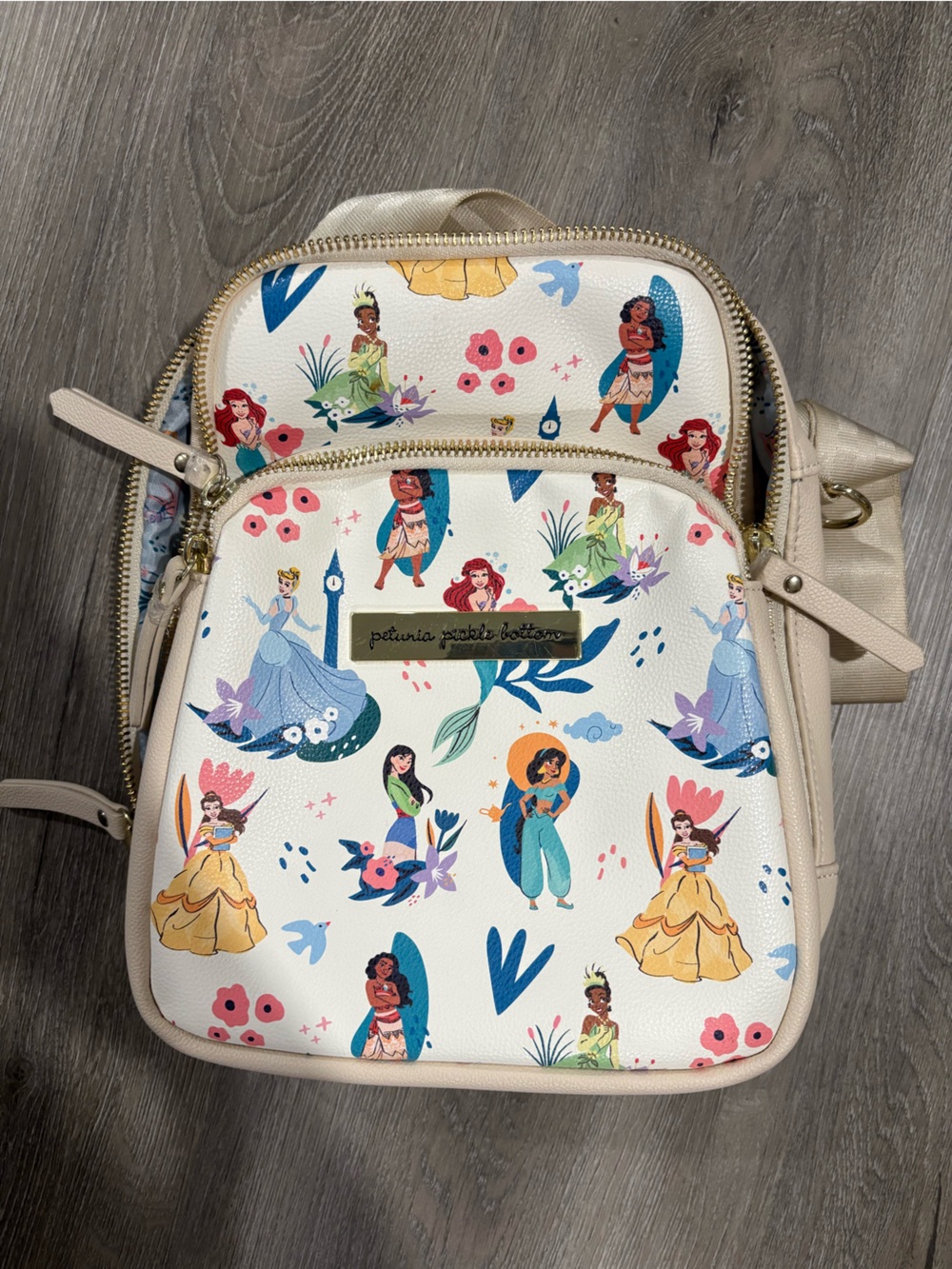 Disney x Petunia pickle bottom Women’s Cream Floral princess Print Crossbody Bag